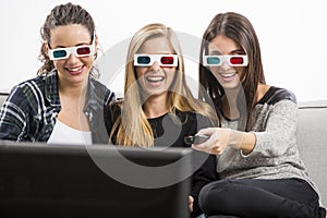 Girls watching 3D movies