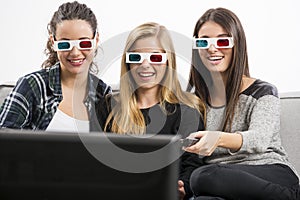 Girls watching 3D movies