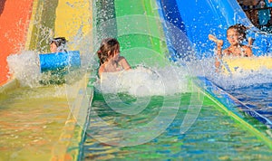 Girls on the water slide