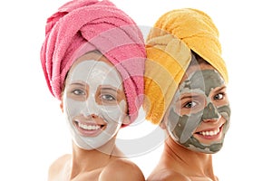 Girls wearing facial masks