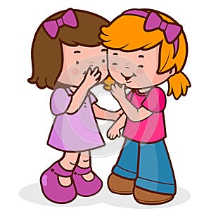 Girls whispering, telling secrets and laughing. Vector illustration photo