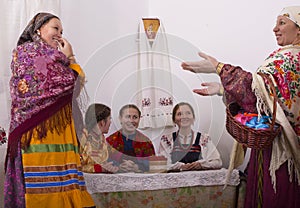 Girls and women in Russian national costumes