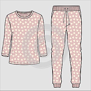 Girls and women wear Tee and Pajama Set