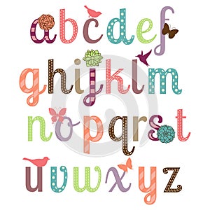 Girly Alphabet Vector Set