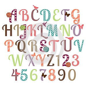 Girly Alphabet Vector Set