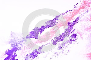 Girly, `Barbie` pink and purple violet background graphic using modern acrylic pour paint technique on canvas, showing wavy