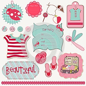 Girly Design Elements for scrapbook