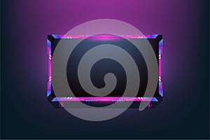 Girly screen overlay vector with pink and dark colors. Gaming screen panel design with abstract shapes for the broadcast system.