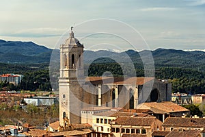 Girona cathedral aerial view