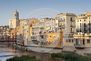 Girona Cathedral and his colourful houses II