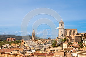 Girona Spain seen from high elevation