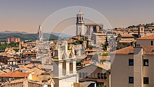 Girona town and the cathedral, beautiful medieval city in Catalonia Spain