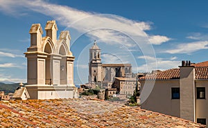 Girona town and the cathedral, beautiful medieval city in Catalonia Spain