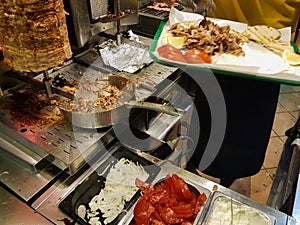 giros preparation fast food restaurant in greece photo