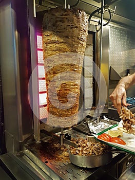 giros preparation fast food restaurant in greece photo