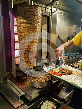 giros preparation fast food restaurant in greece photo