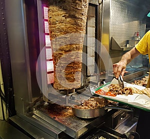 giros preparation fast food restaurant in greece photo