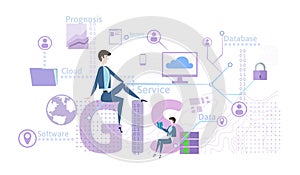 GIS Software Concept, Geographic Information System. Vector illustration.