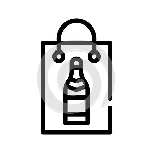 Gist drink bottle in bag line icon vector illustration