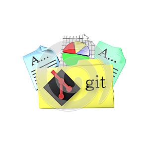 Git version control tool folder. 3d rendering