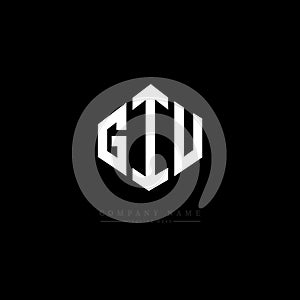 GIU letter logo design with polygon shape. GIU polygon and cube shape logo design. GIU hexagon vector logo template white and