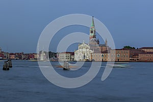 Giudecca Canal of the island of San Georgio Maggiore, campanile and church