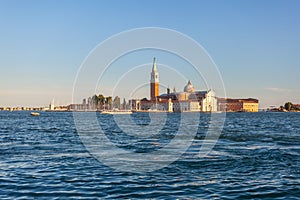 Giudecca Canal of the island of San Georgio Maggiore, campanile and church