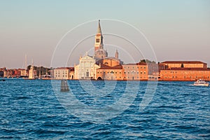 Giudecca Canal of the island of San Georgio Maggiore, campanile and church