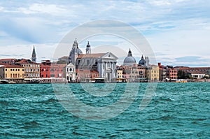 Giudecca canal with Santa Maria del Rosario church, Italy Venice.