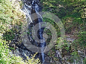 Giumaglio`s waterfall or La cascata di Giumaglio in Vallemaggia, Magic Valley or Valle Magia Valle Maggia photo