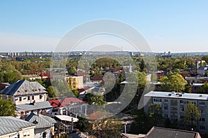 Giurgiu city panoramic view with Ruse city in the distance