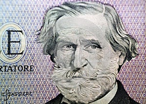 Giuseppe Fortunino Francesco Verdi from the obverse side of 1000 one thousand Italian lire lira banknote