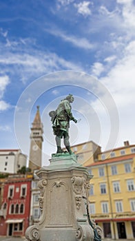 Giuseppe Tartini statue in Tartini Square, Piran