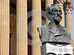 Giuseppe Verdi statue in front of Theatre Politeama in Palermo,Sicily