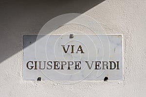 Giuseppe Verdi street plate photo