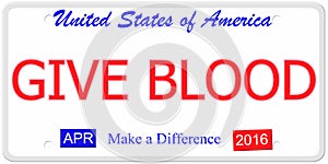 Give Blood License Plate