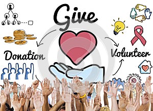 Give Donations Volunteer Welfare Support Concept