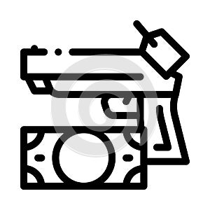 Give gun to pawnshop for money icon vector outline illustration