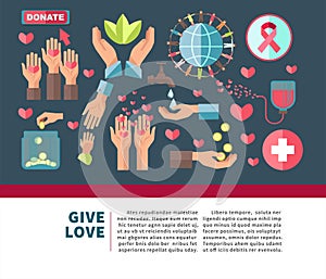 Give love agitative poster for join to charity