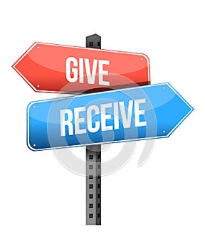 Give and receive street sign illustration design