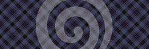 Give seamless textile texture, vertical check plaid background. Outfit vector fabric pattern tartan in black and blue colors
