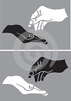 Give and Take White and Black Hand Vector Illustration