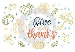 Give Thanks. Thanksgiving Day lettering