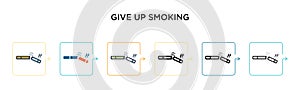 Give up smoking vector icon in 6 different modern styles. Black, two colored give up smoking icons designed in filled, outline,