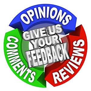 Give Us Your Feedback Arrow Words Comments Opinions Reviews