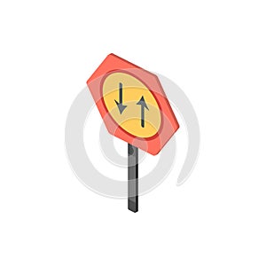 Give way isometric icon. Element of color isometric road sign icon. Premium quality graphic design icon. Signs and symbols
