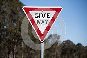Give Way Road Sign.