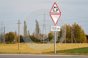Give way sign at a roundabout