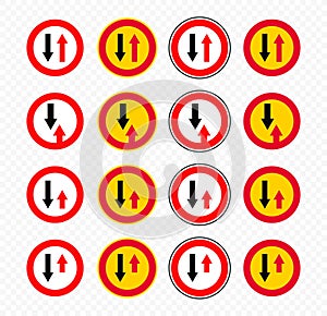 Give way to oncoming traffic sign vector design