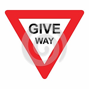 Give way traffic sign